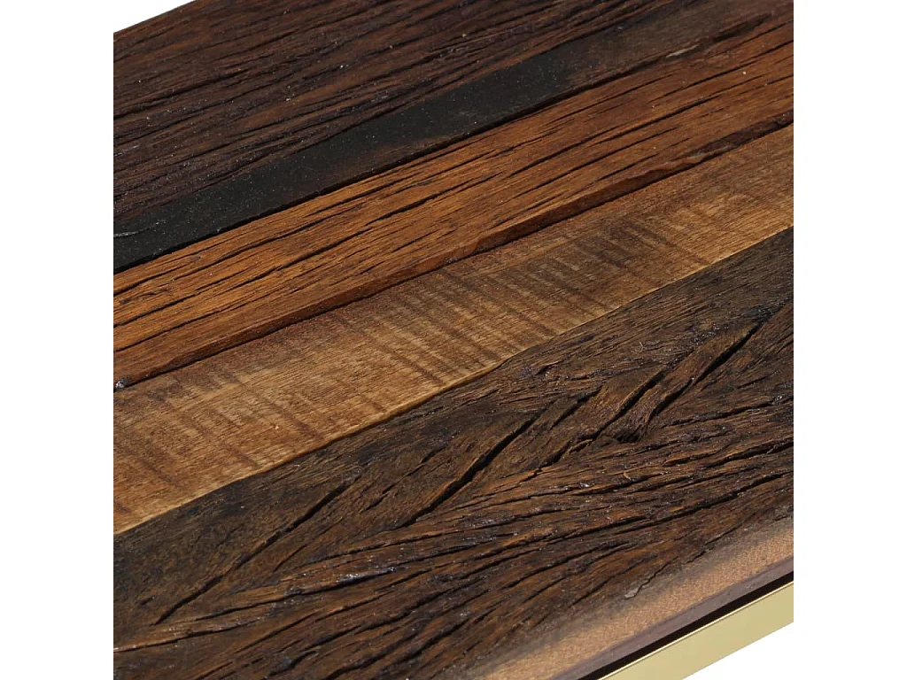 Table console doré acier inoxydable et bois de mélèze massif