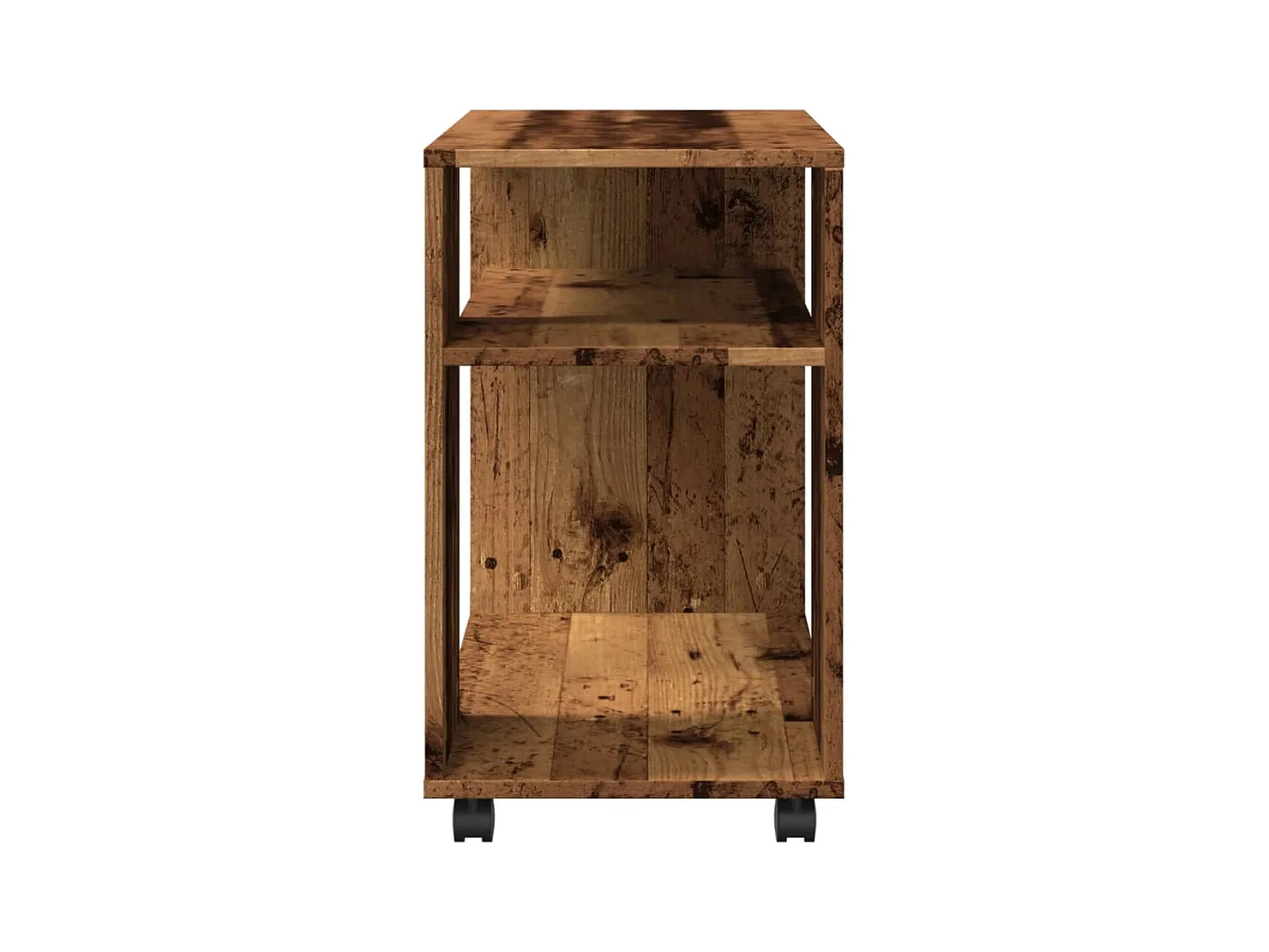 Bijzettafel met wielen oud hout samengesteld hout