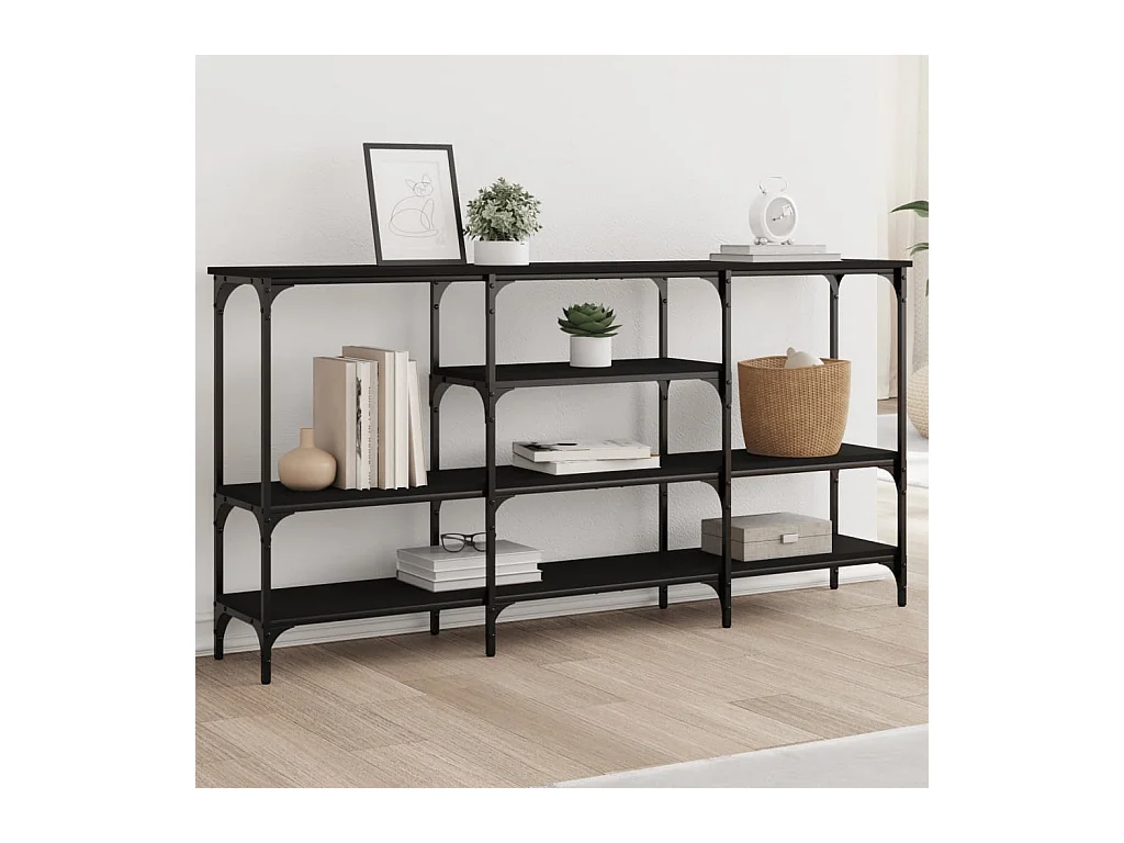 Zwarte consoletafel 160x29x80 cm samengesteld hout
