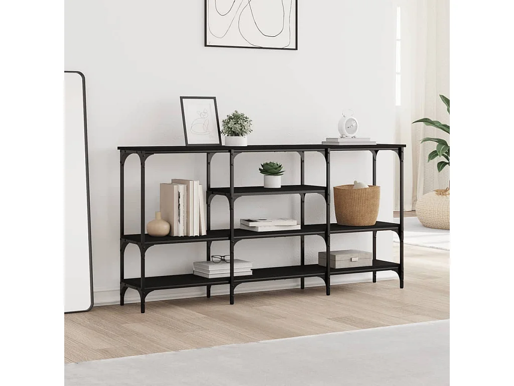 Zwarte consoletafel 160x29x80 cm samengesteld hout