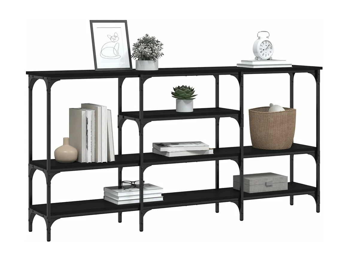 Zwarte consoletafel 160x29x80 cm samengesteld hout