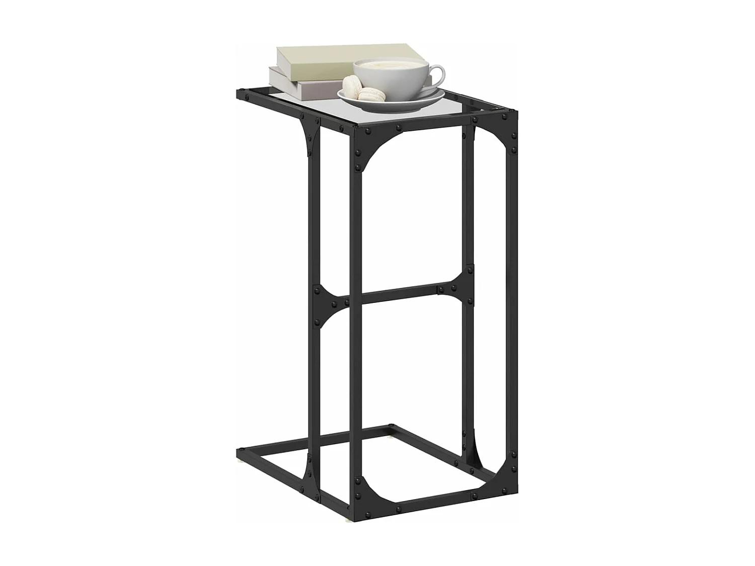 Table d'appoint avec verre transparent 40x30x61,5 cm acier