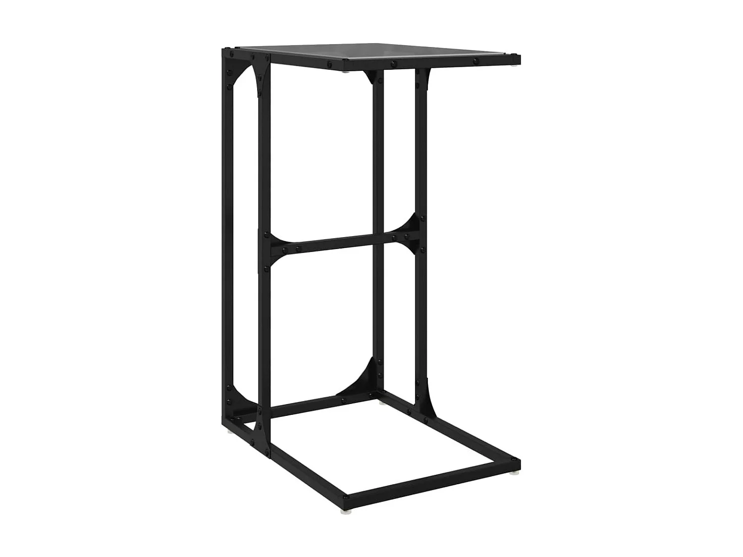 Mesa lateral com vidro preto 40x30x61,5 cm aço
