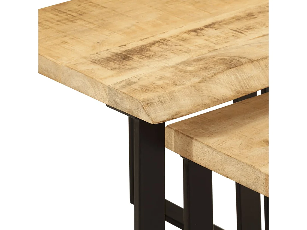 Tables gigognes 3 pcs avec bord vivant bois de manguier massif