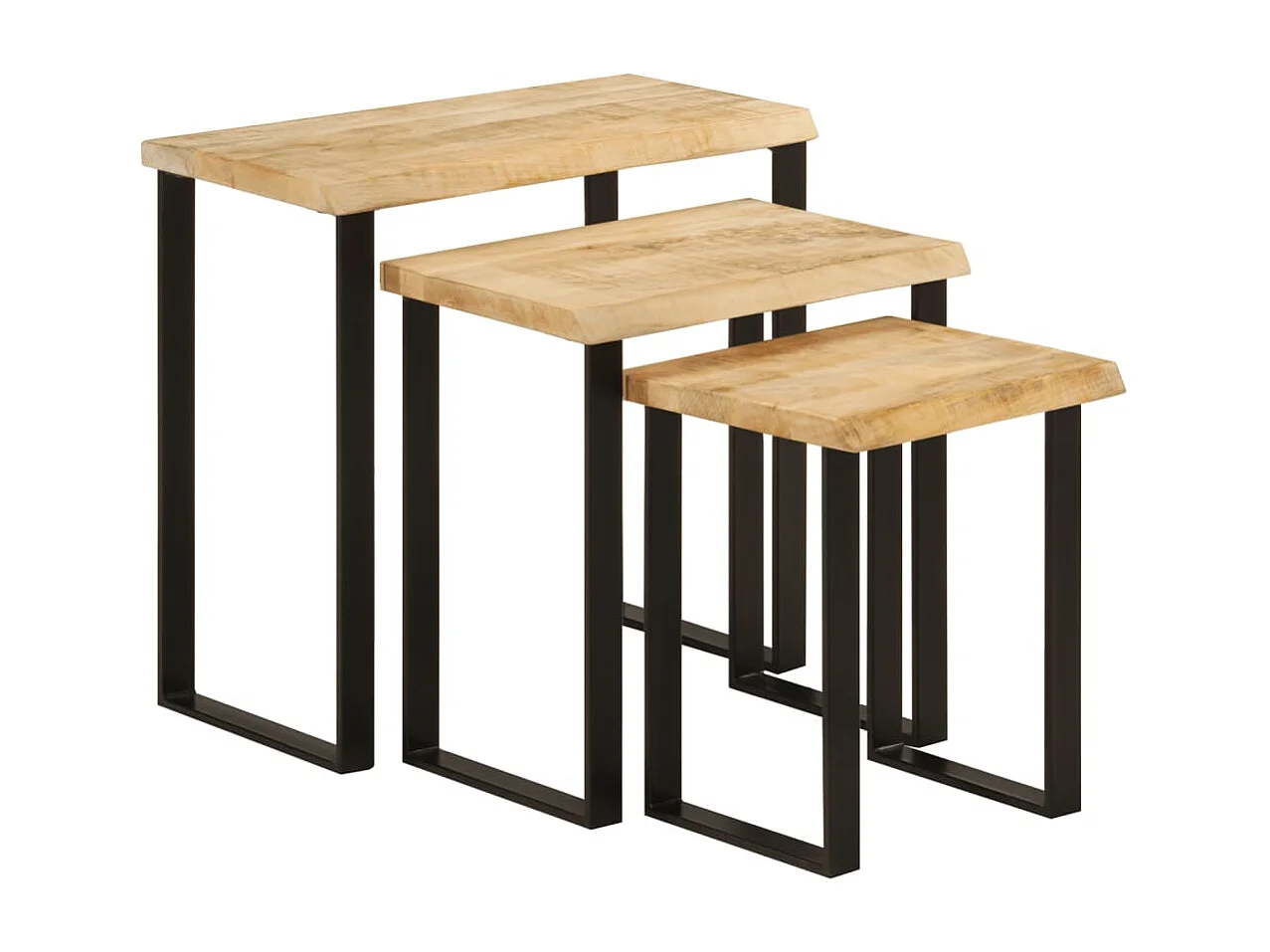 Tables gigognes 3 pcs avec bord vivant bois de manguier massif