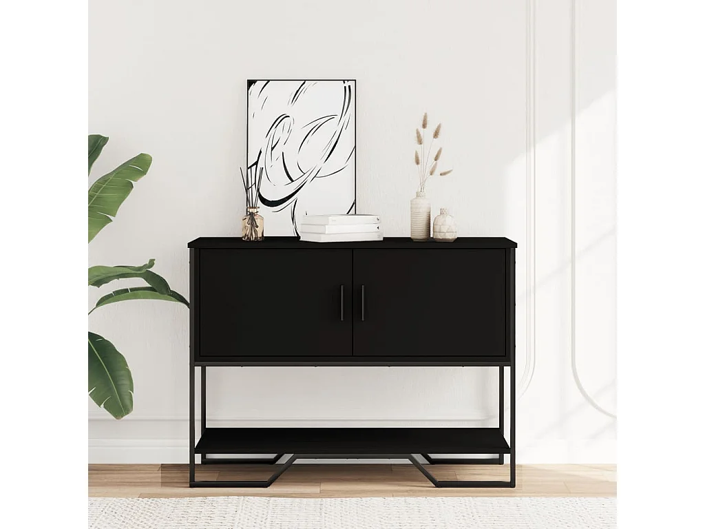 Table console noir 100x35x74,5 cm bois d'ingénierie