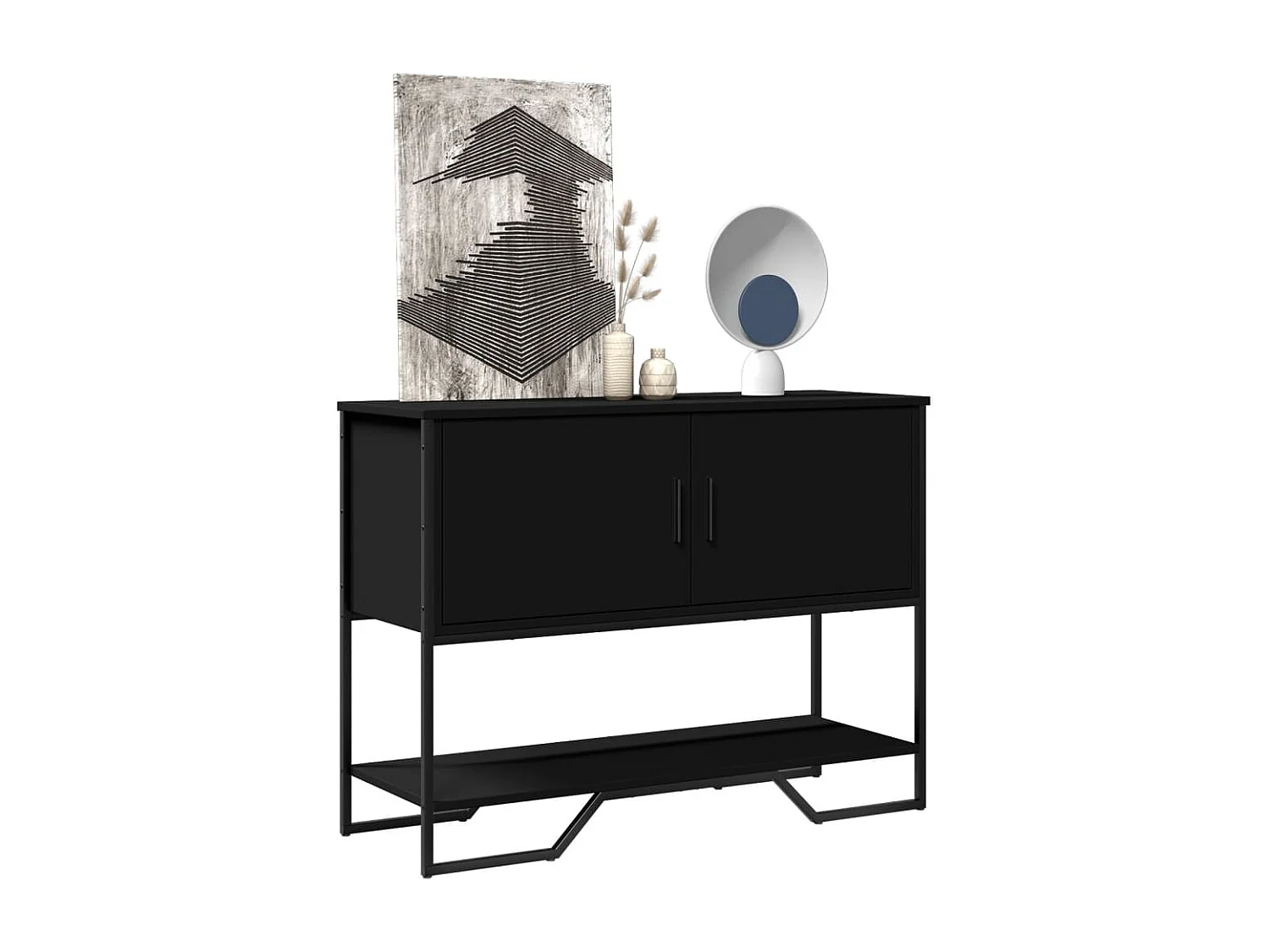 Table console noir 100x35x74,5 cm bois d'ingénierie