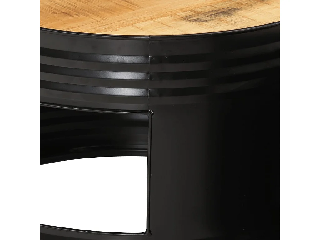 Trommelförmige Stehtische, 3 Stück, rohes, massives Mangoholz