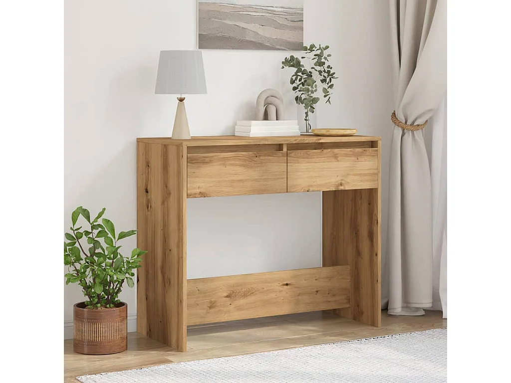 Handgefertigter Konsolentisch aus Eichenholz, 89 x 41 x 76,5 cm, Holzwerkstoff