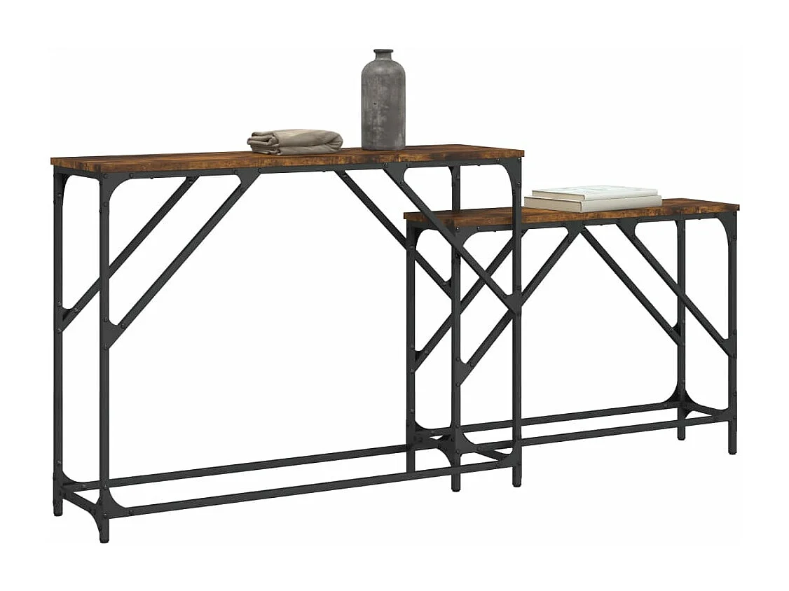 Consolle impilabili 2 pezzi in MDF rovere affumicato