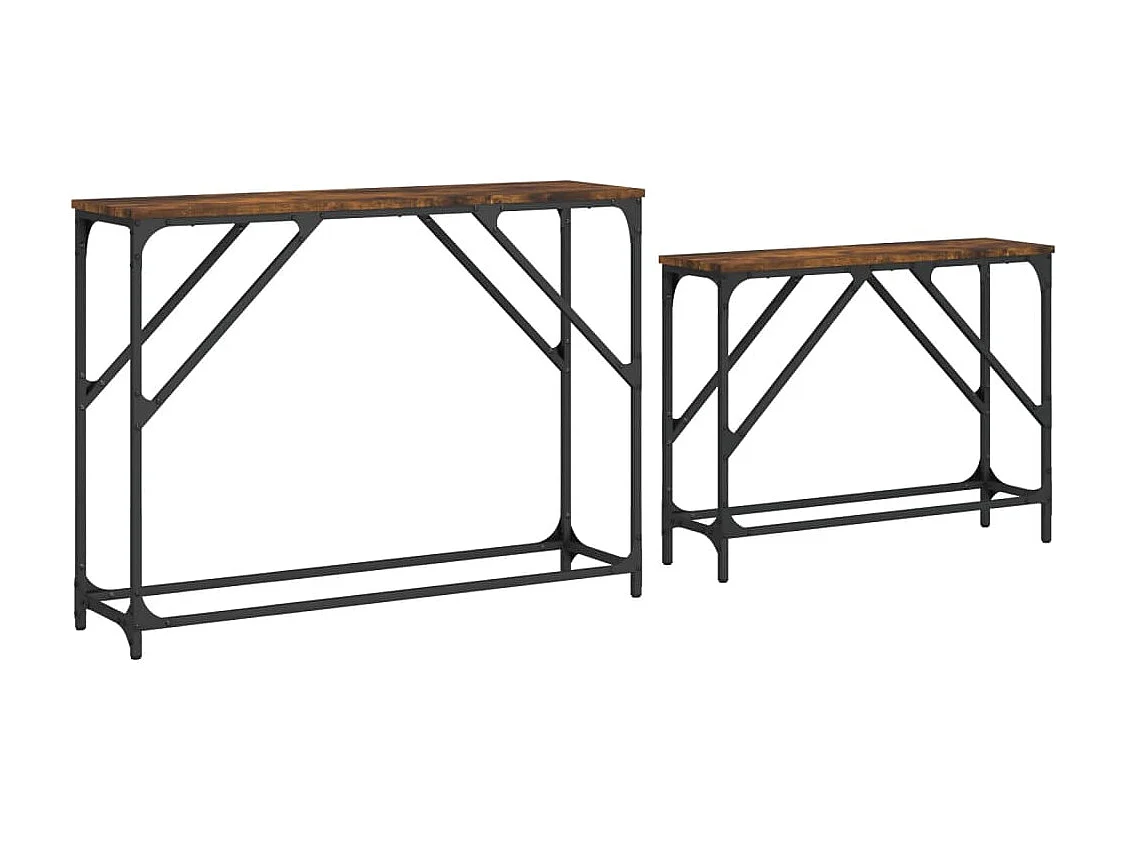 Consolle impilabili 2 pezzi in MDF rovere affumicato