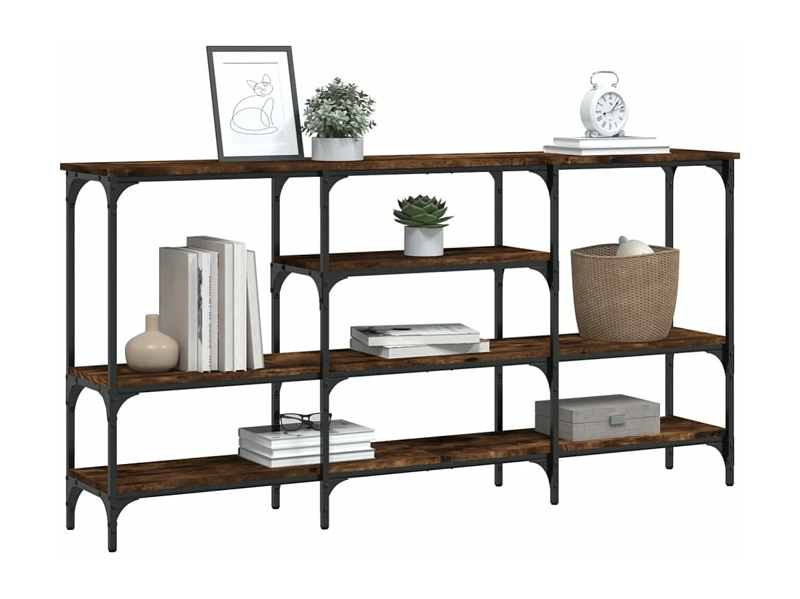 Mesa consola roble ahumado 160x29x80 cm madera contrachapada