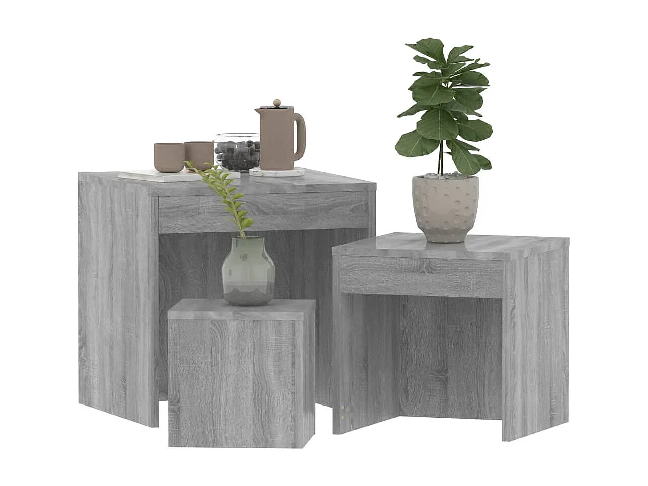 Mesas nido 3 piezas Sonoma gris Madera contrachapada