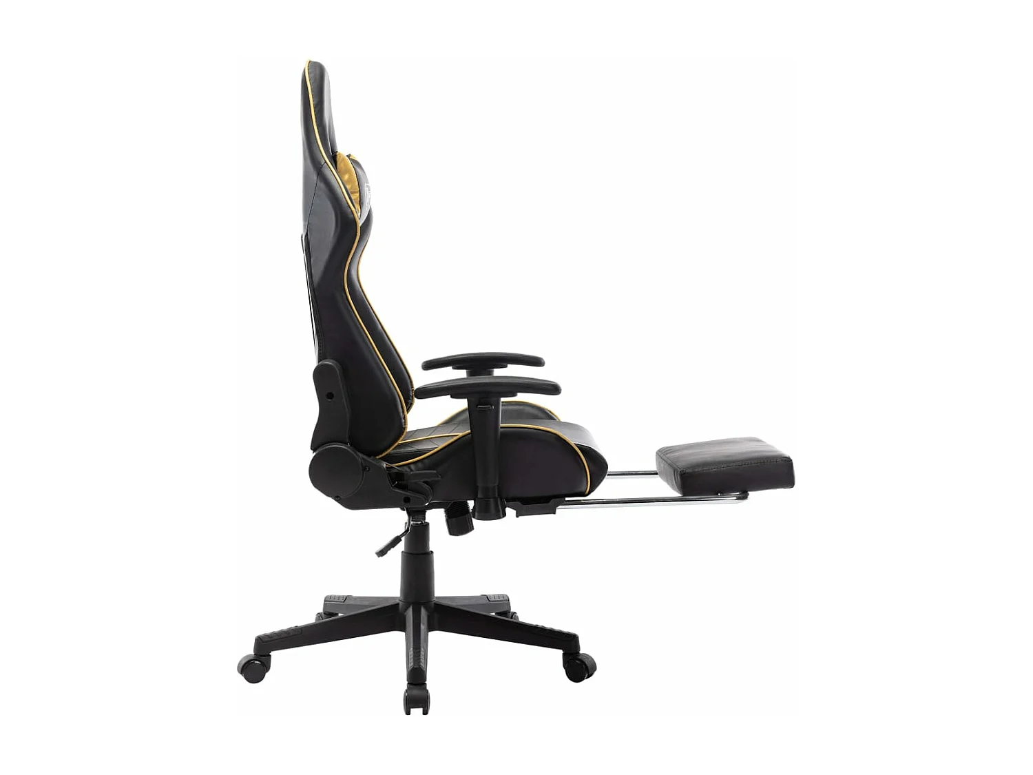 Chaise de jeu avec repose-pied Noir et doré Cuir artificiel