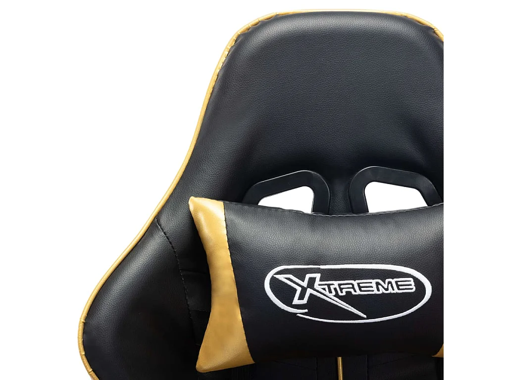 Chaise de jeu avec repose-pied Noir et doré Cuir artificiel