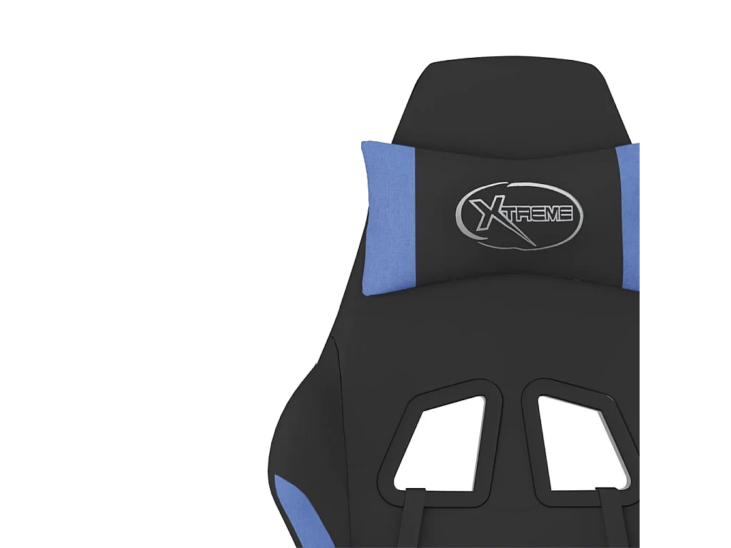 Chaise de jeu de massage avec repose-pied Noir et bleu Tissu