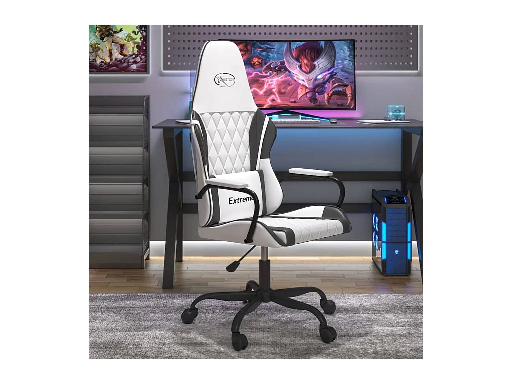 Chaise de jeu Blanc et noir Similicuir