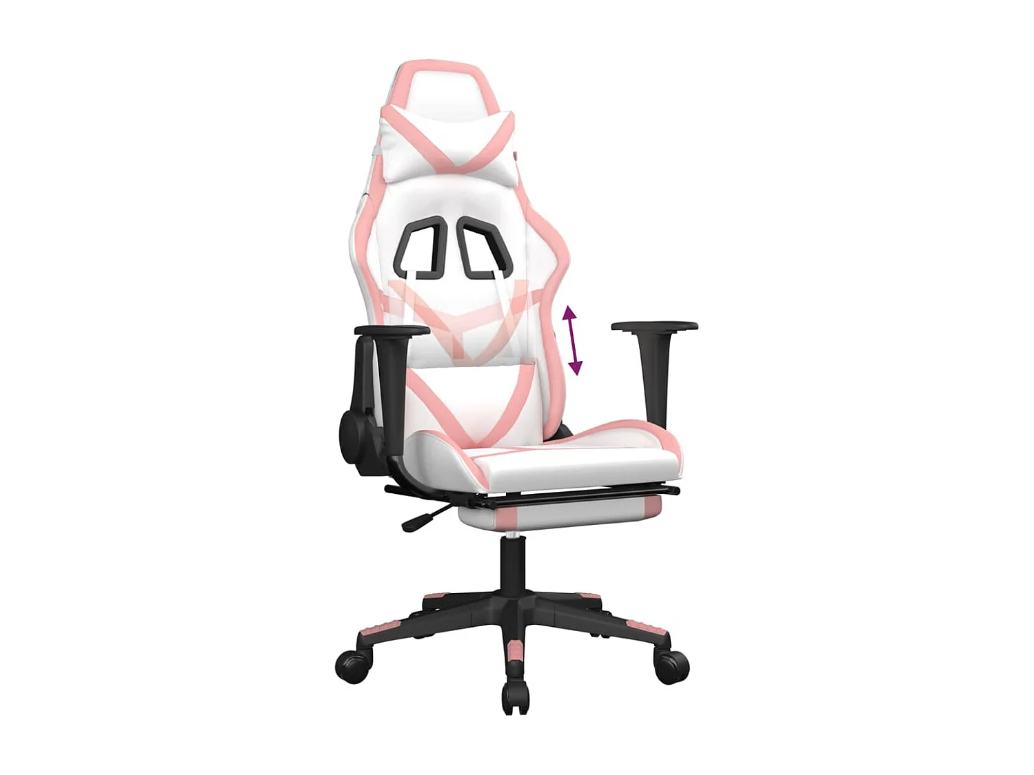 Chaise de jeu avec repose-pied Blanc et rose Similicuir