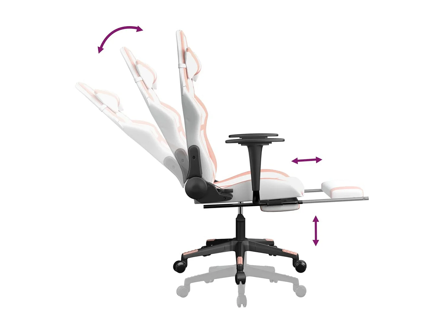 Chaise de jeu avec repose-pied Blanc et rose Similicuir