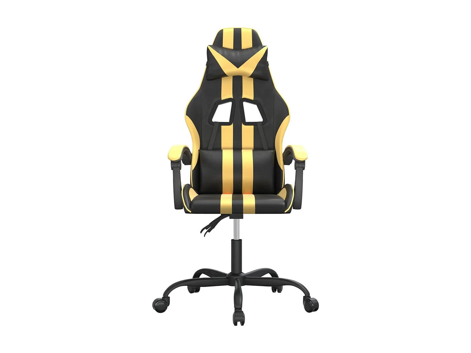 Sedia da gaming girevole in ecopelle nera e dorata