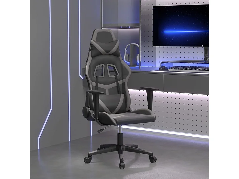 Chaise de jeu Noir et gris Similicuir