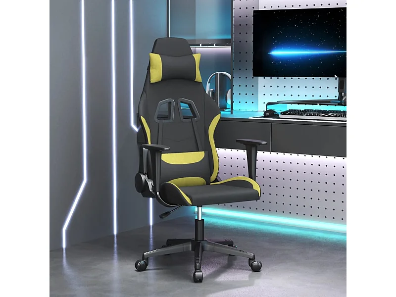 Sedia da gaming Tessuto nero e verde chiaro
