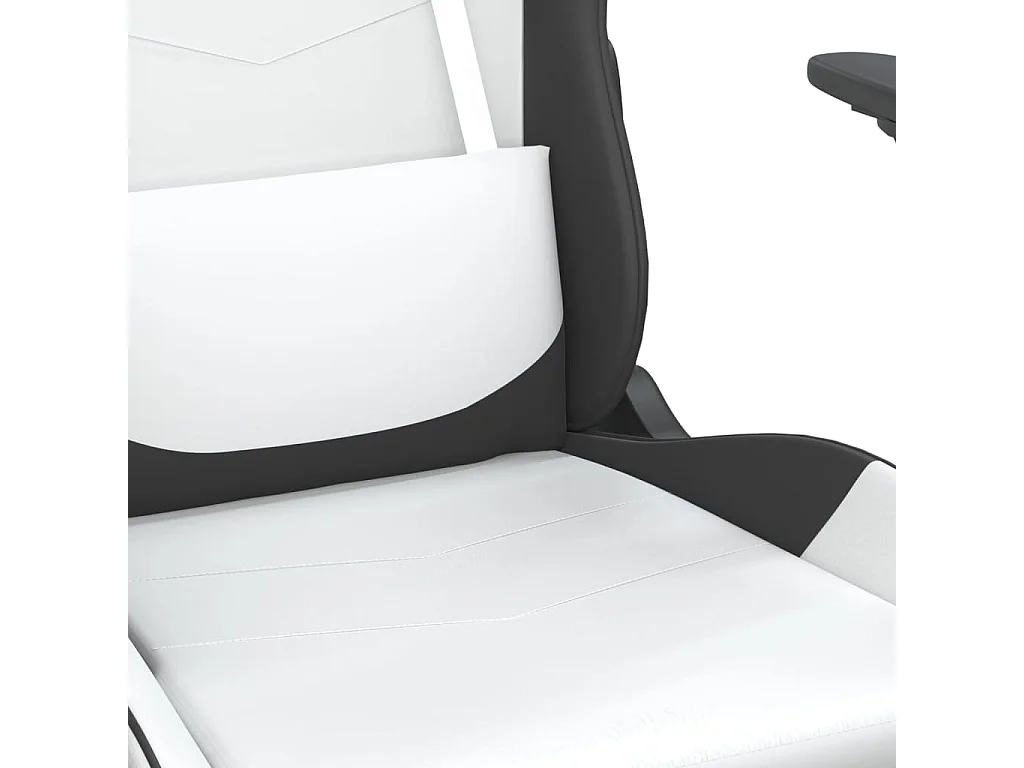 Chaise de jeu de massage avec repose-pied Blanc&Noir Similicuir