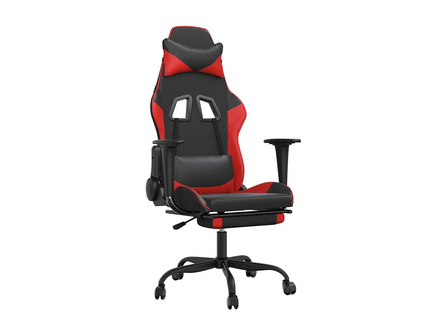 Sedia da gaming con poggiapiedi Ecopelle nera e rossa