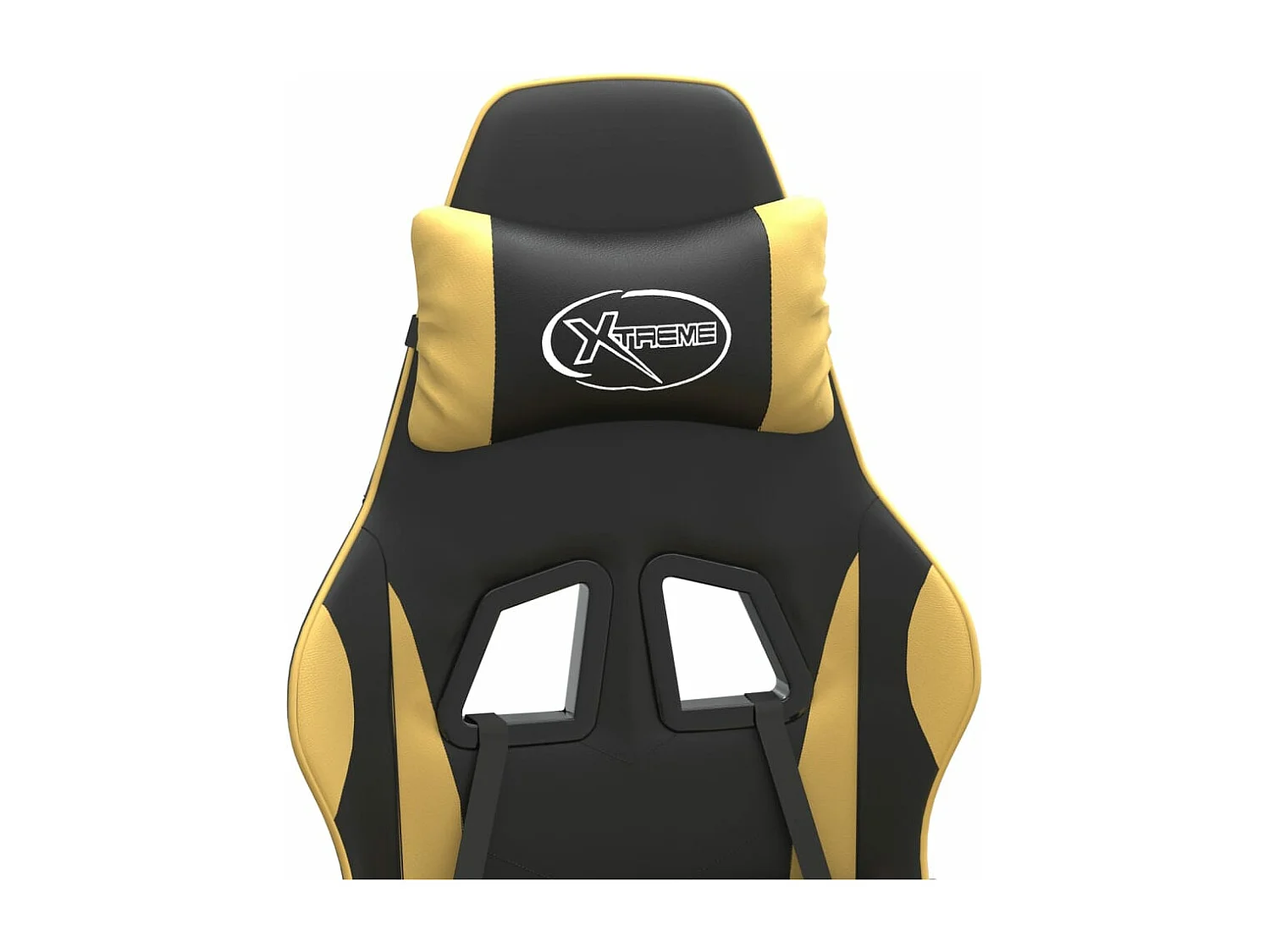 Drehbarer Gaming-Stuhl aus schwarzem und goldenem Kunstleder