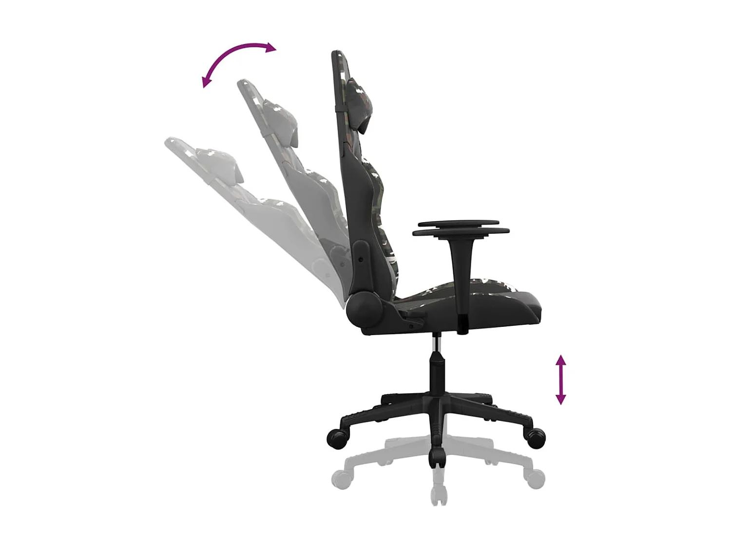 Silla Gaming Masaje Polipiel Negra y Camuflaje