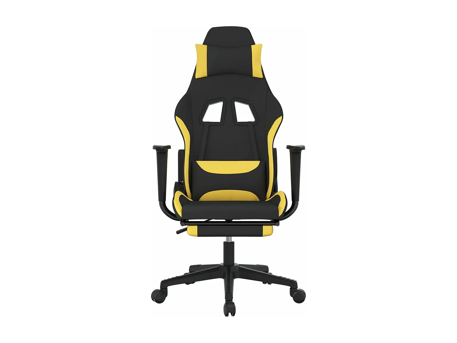 Chaise de jeu avec repose-pied Noir et jaune Tissu