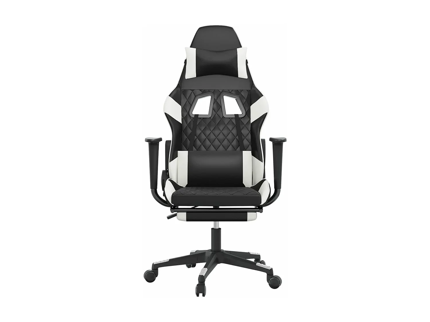 Sedia da gaming con poggiapiedi Ecopelle bianca e nera