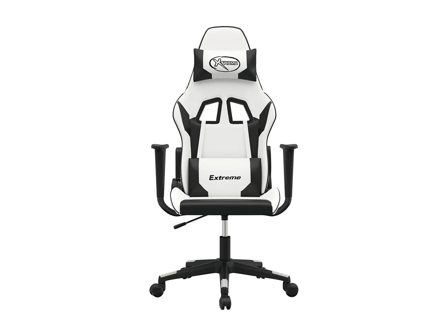 Massage-Gaming-Stuhl. Weißes und schwarzes Kunstleder