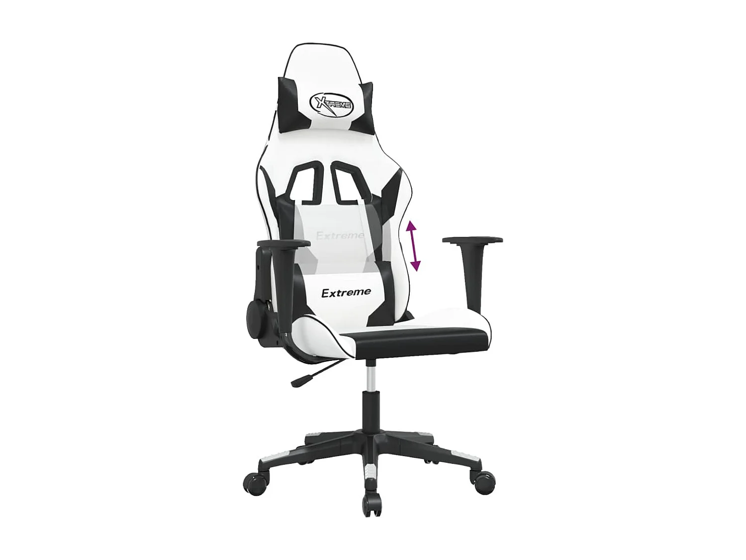 Massage-Gaming-Stuhl. Weißes und schwarzes Kunstleder