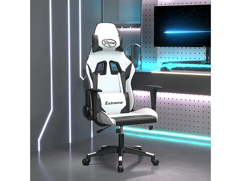 Gamingstoel Wit en zwart kunstleer
