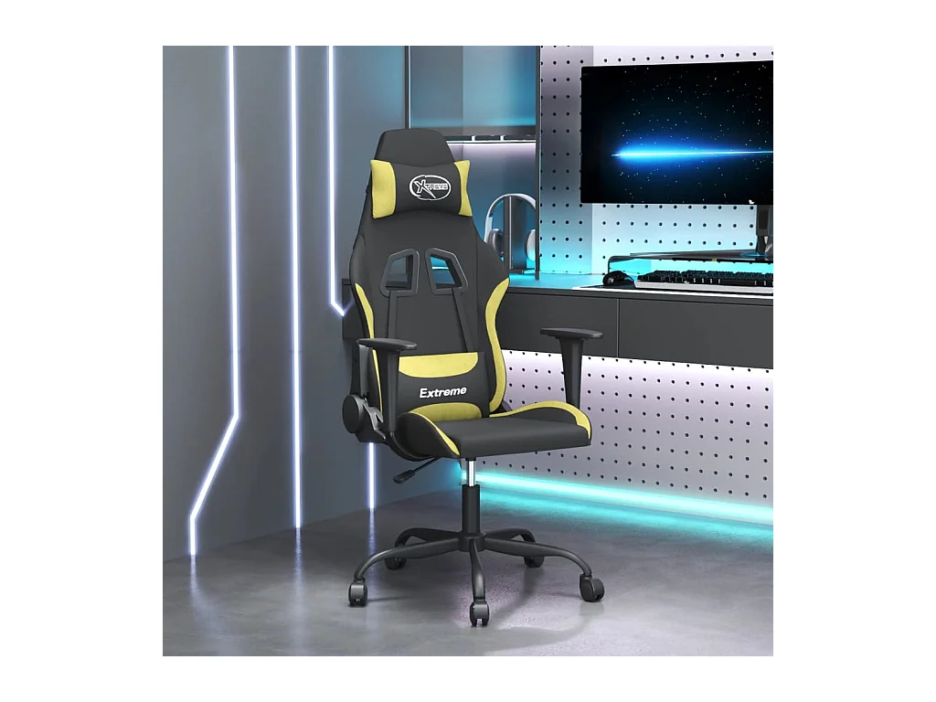 Gamingstoel Zwart en lichtgroen Stof