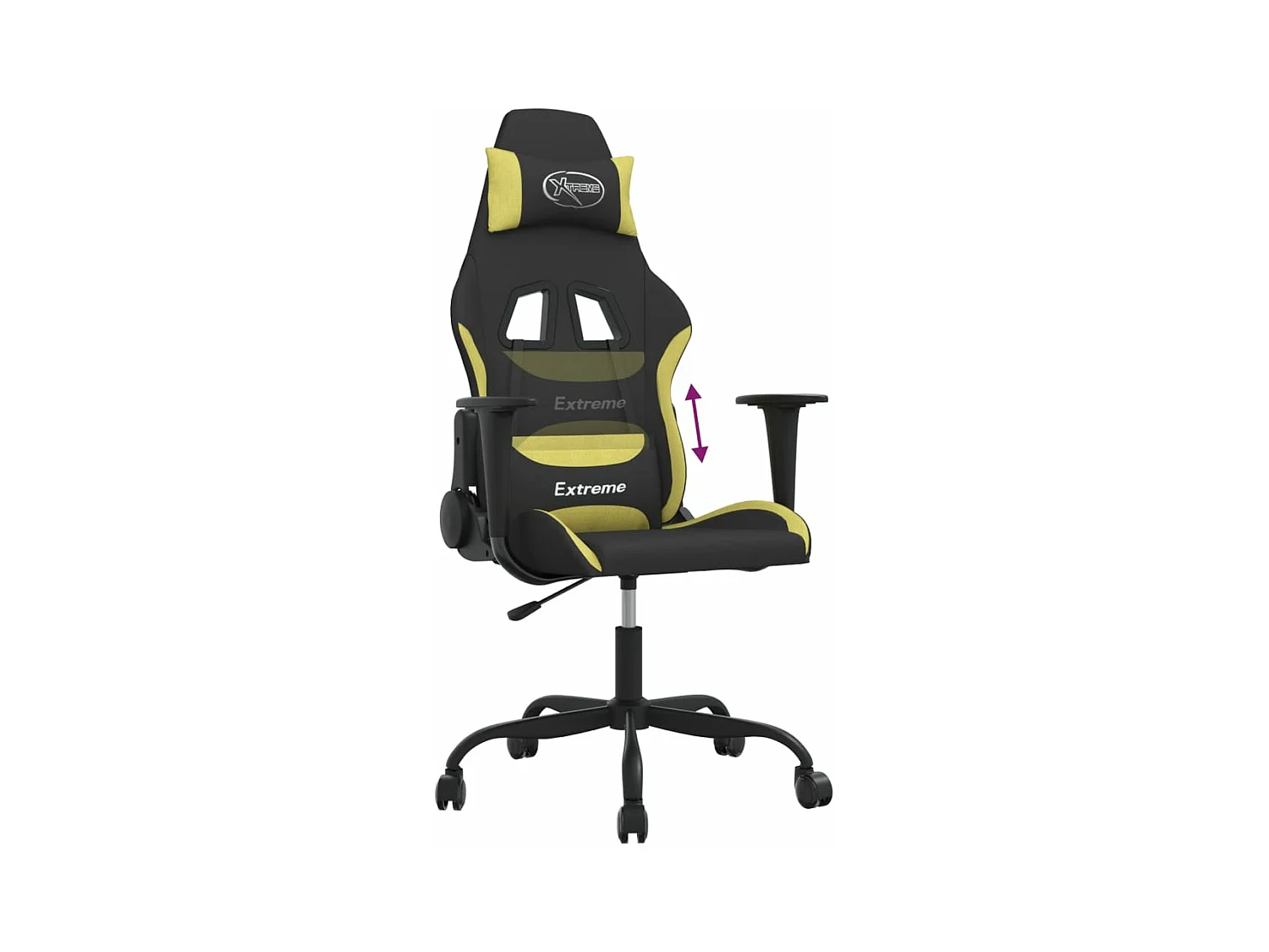 Chaise de jeu Noir et vert clair Tissu