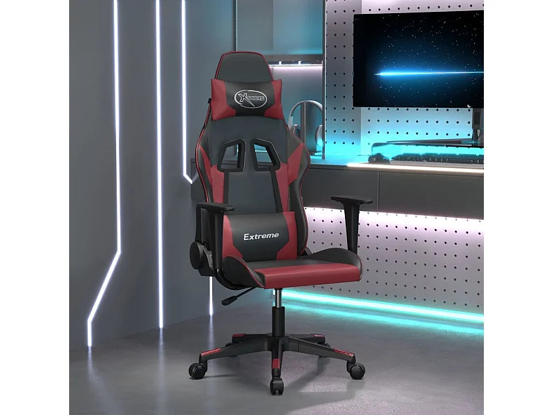 Cadeira de jogos Couro sintético preto e vermelho bordô