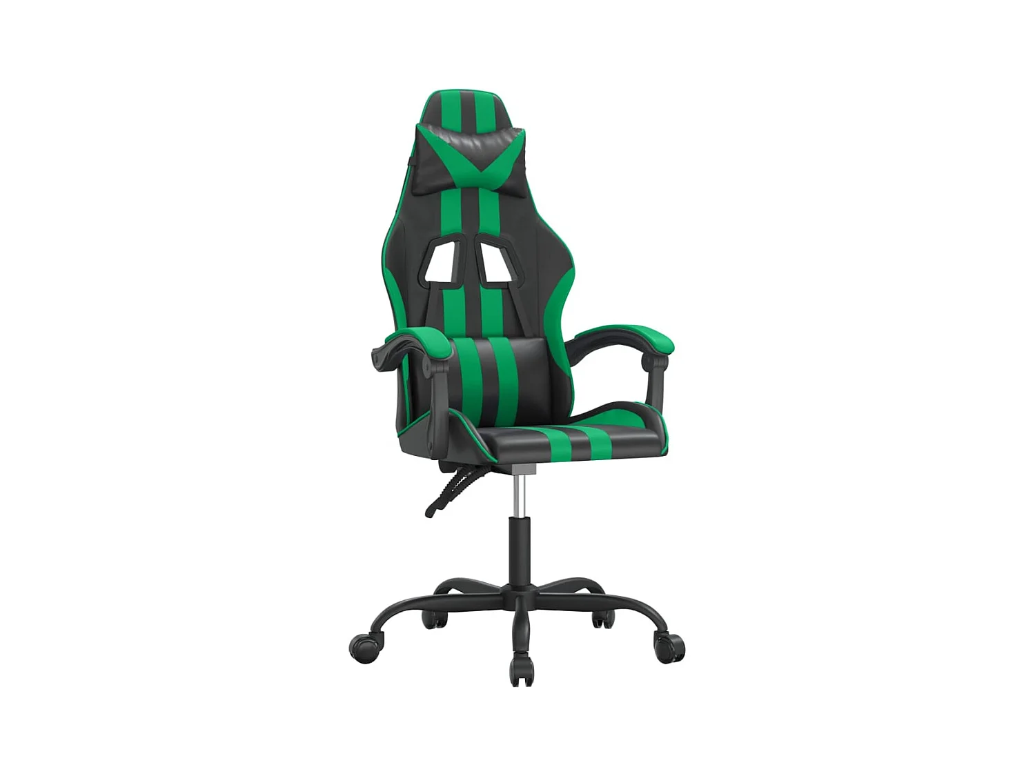 Chaise de jeu pivotante Noir et vert Similicuir