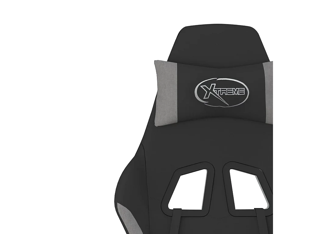 Cadeira de jogos para massagem com apoio para os pés em tecido preto e cinza claro