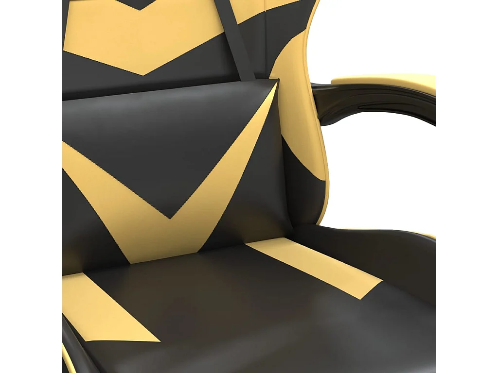 Chaise de jeu pivotante et repose-pied Noir et doré Similicuir