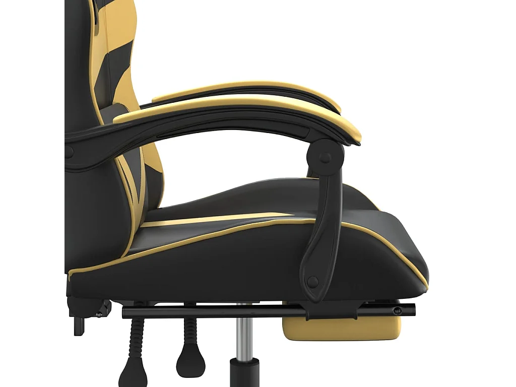 Chaise de jeu pivotante et repose-pied Noir et doré Similicuir