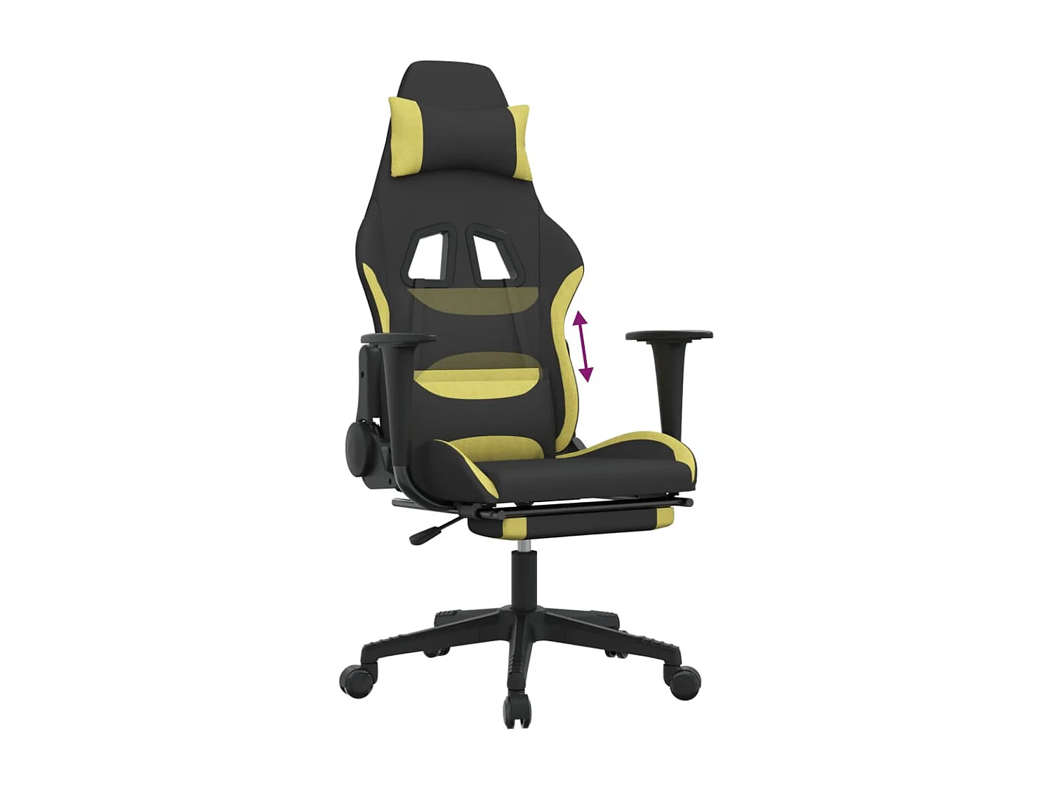 Sedia da gaming con poggiapiedi Nera e verde chiaro