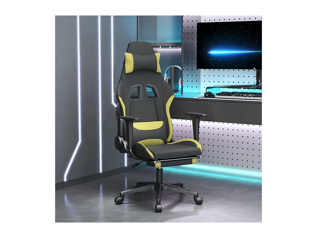 Chaise de jeu avec repose-pied Noir et vert clair