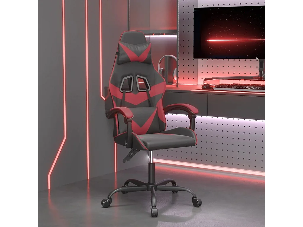 Sedia da gaming Ecopelle nera e rosso bordeaux