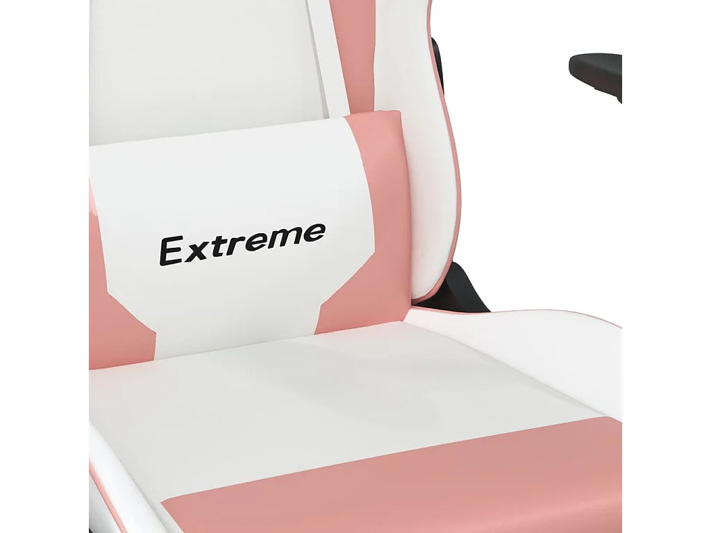 Cadeira de jogos em pele sintética branca e rosa