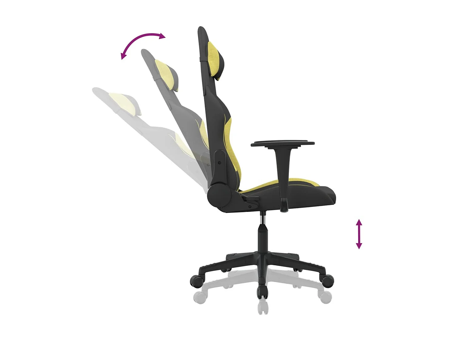 Chaise de jeu de massage Noir et vert clair Tissu