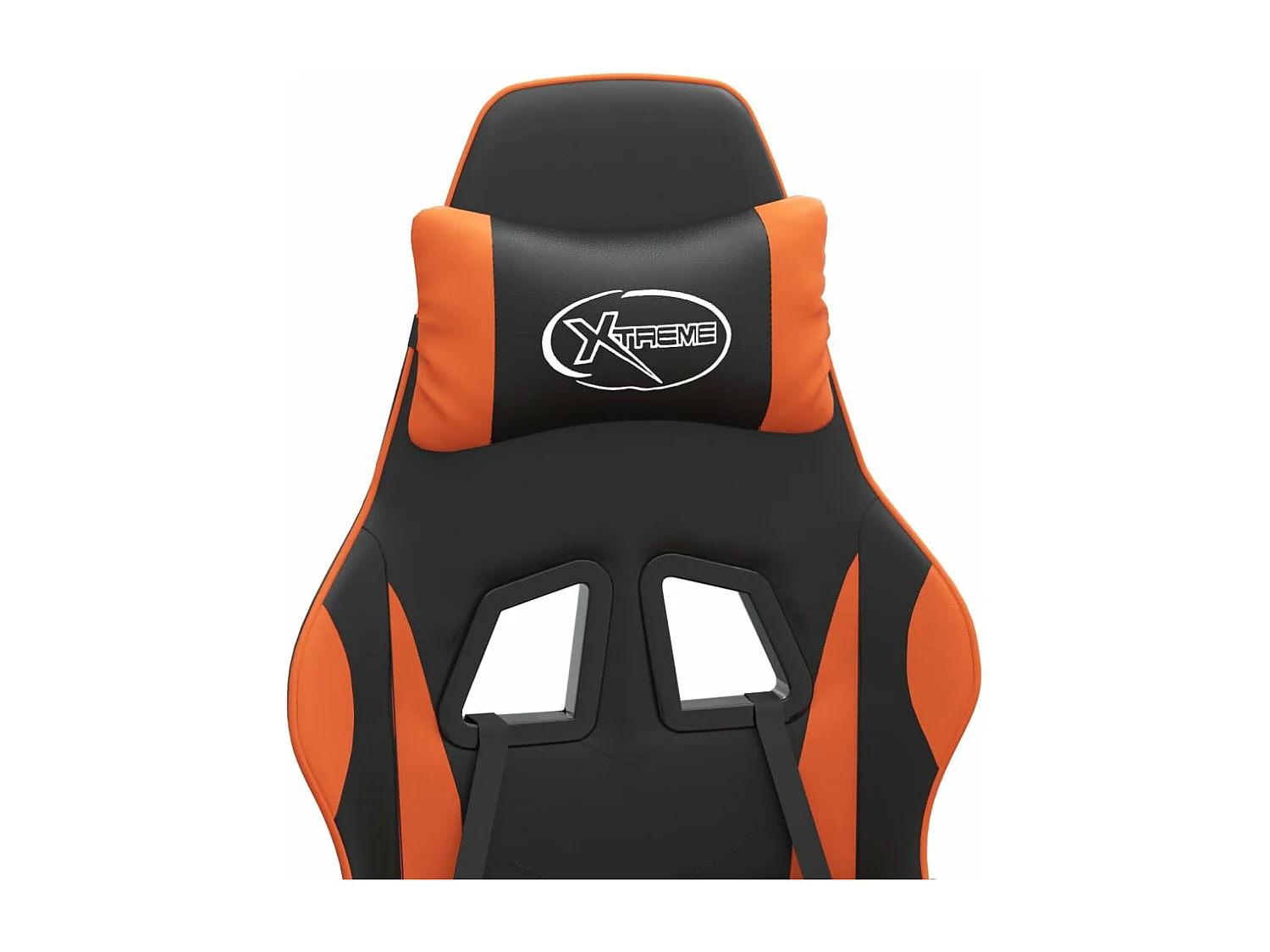 Drehbarer Gaming-Stuhl aus schwarzem und orangefarbenem Kunstleder