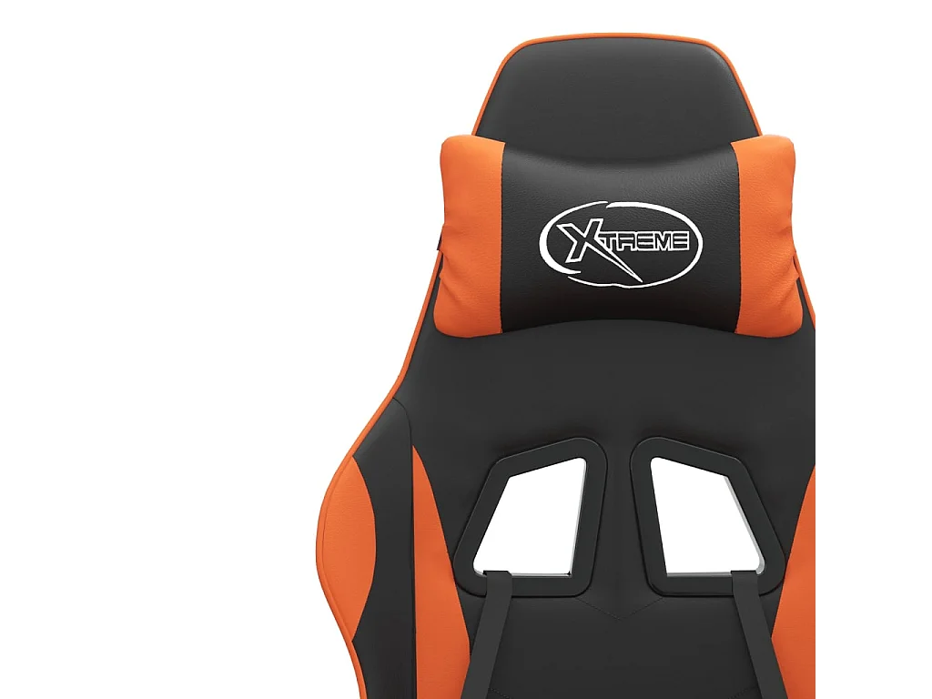 Drehbarer Gaming-Stuhl aus schwarzem und orangefarbenem Kunstleder