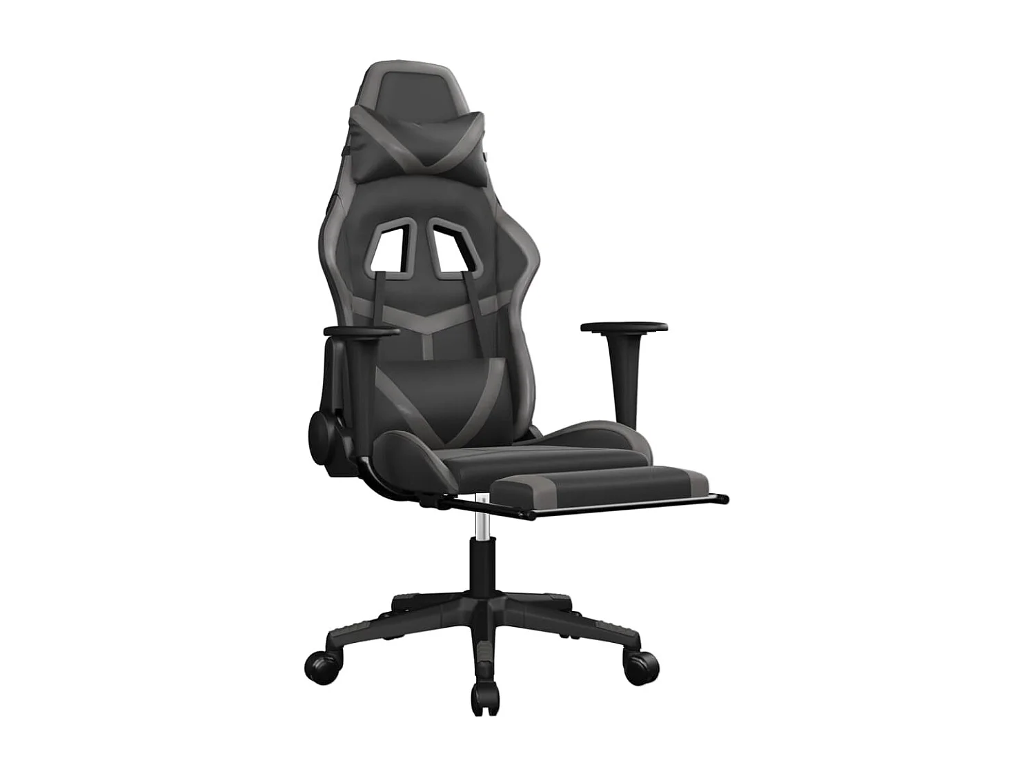 Chaise de jeu avec repose-pied Noir et gris Similicuir